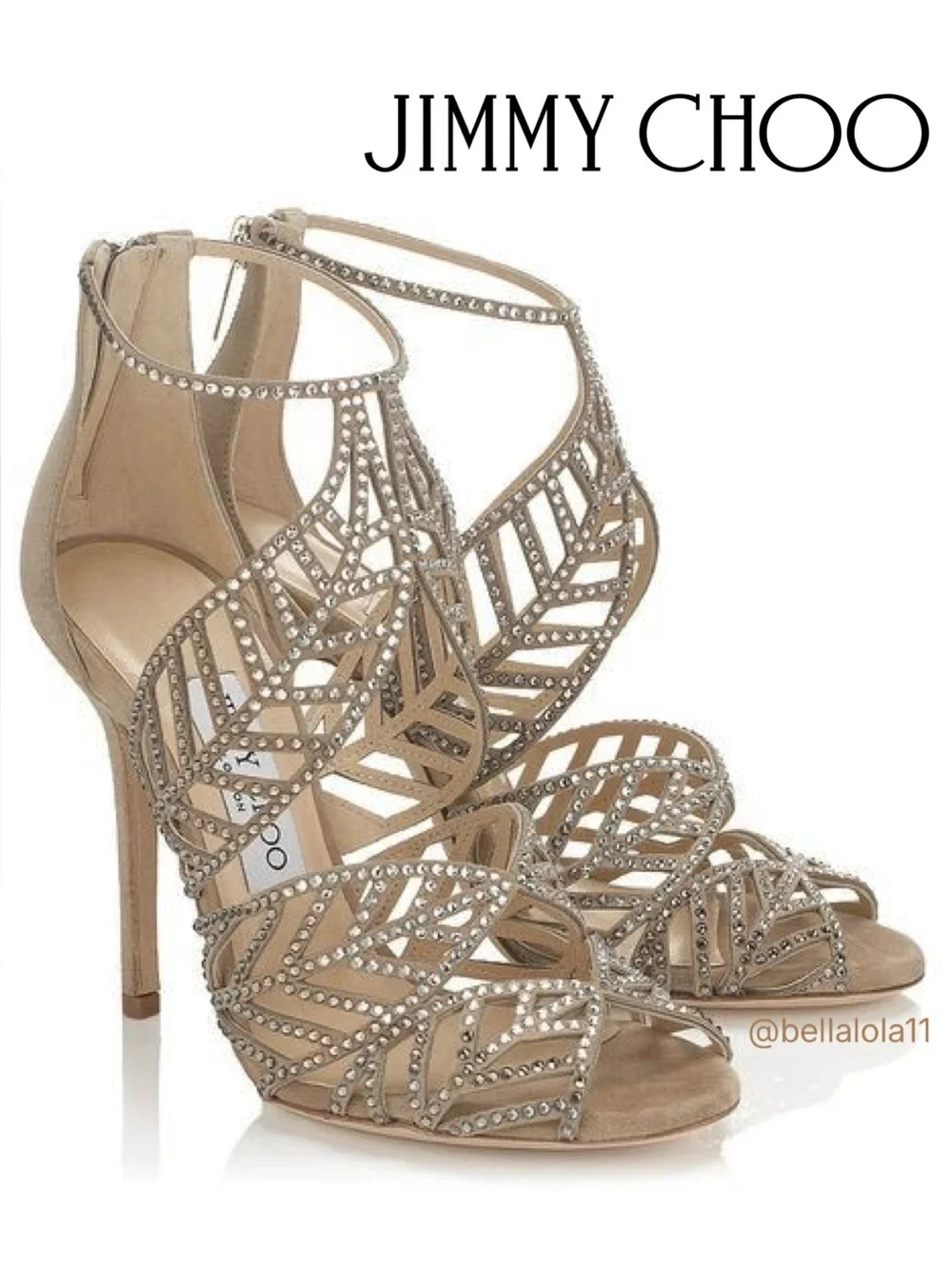 AUTHENTIC JIMMY CHOO SWAROVSKI LEAF SUEDE HEELS